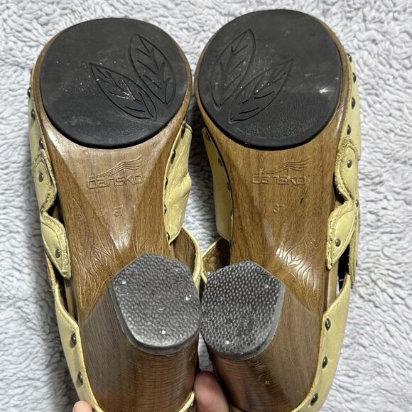 Dansko Nigella Leather mule strappy slip on Flower Clogs Shoes Sz 37 6.5 7 - Picture 5 of 9